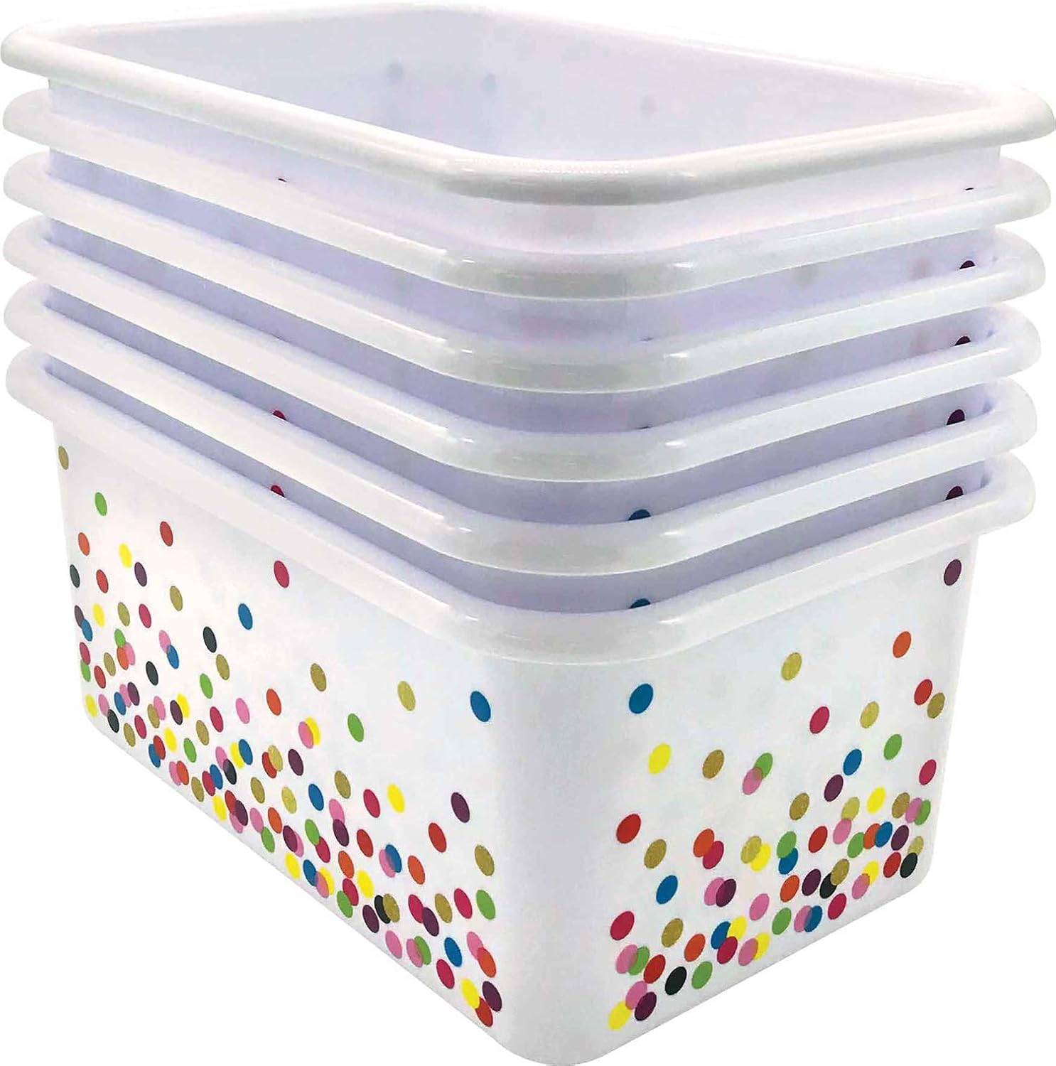 Teacher Created Resources Confetti Small Plastic Storage Bin - 6 Pack