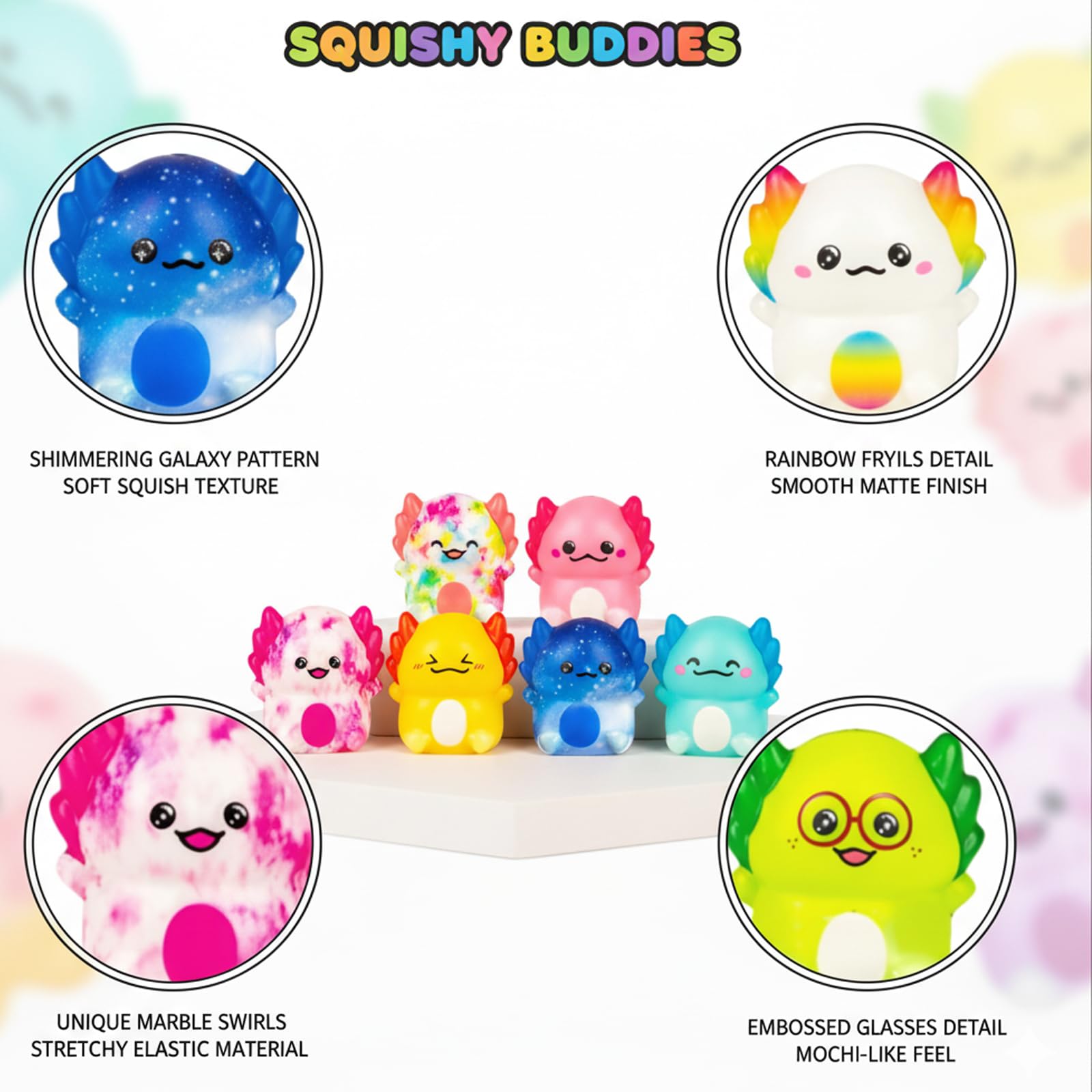 Axolotl fidget, Stress Relief Sensory fidgets, Random Colour Collection of Twelve - Image 3