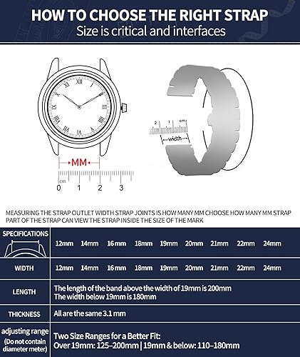 Miniatura 5 de BINLUN Correas de reloj de acero inoxidable de liberación rápida 12mm-24mm Universales de metal para reemplazo de correas de reloj inteligente