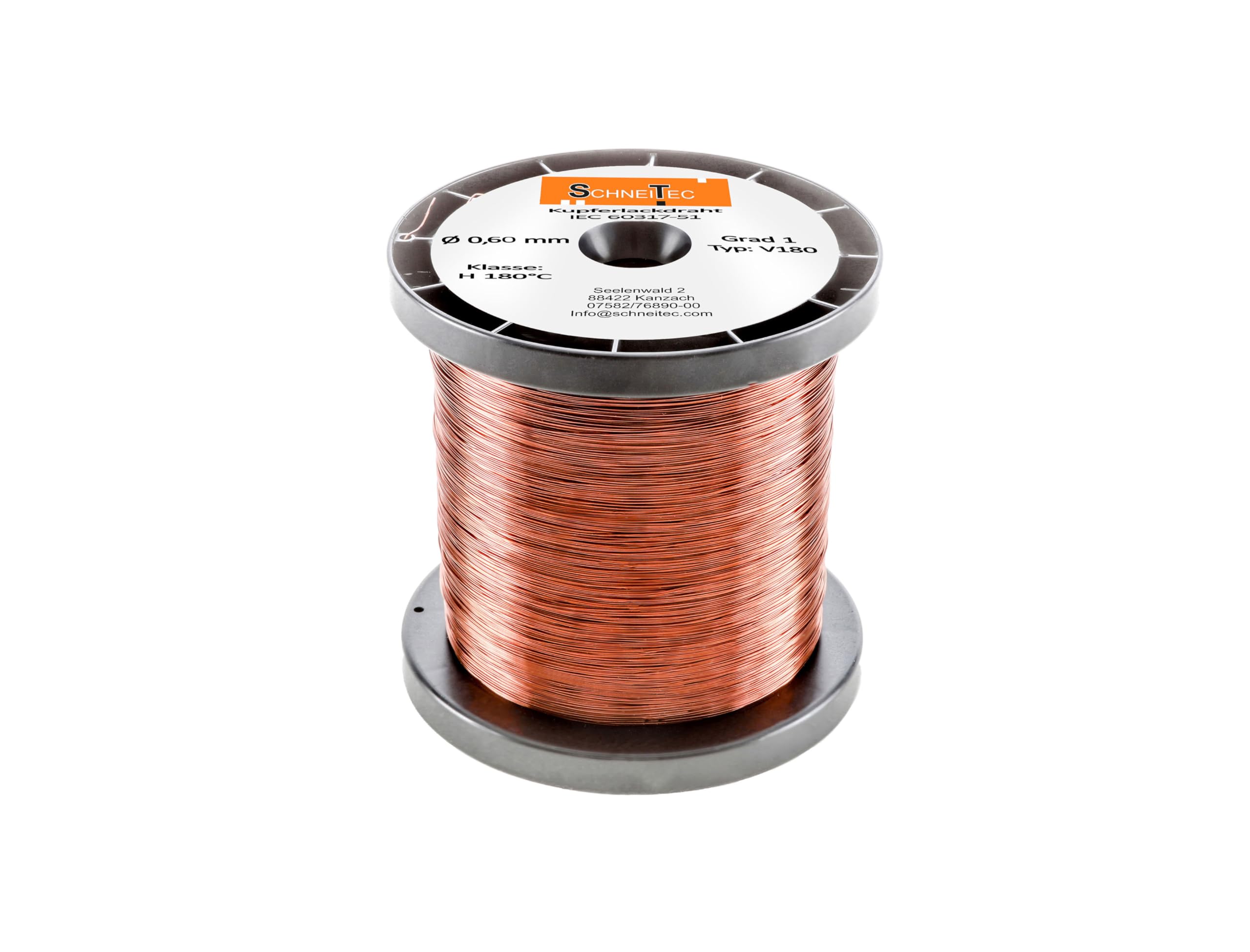Kupferlackdraht V 180 Ø 0,60 mm 2 kg ca. 780m CU Lackdraht Grad 1 CUL Kupferdraht Wickeldraht IEC 60317-51