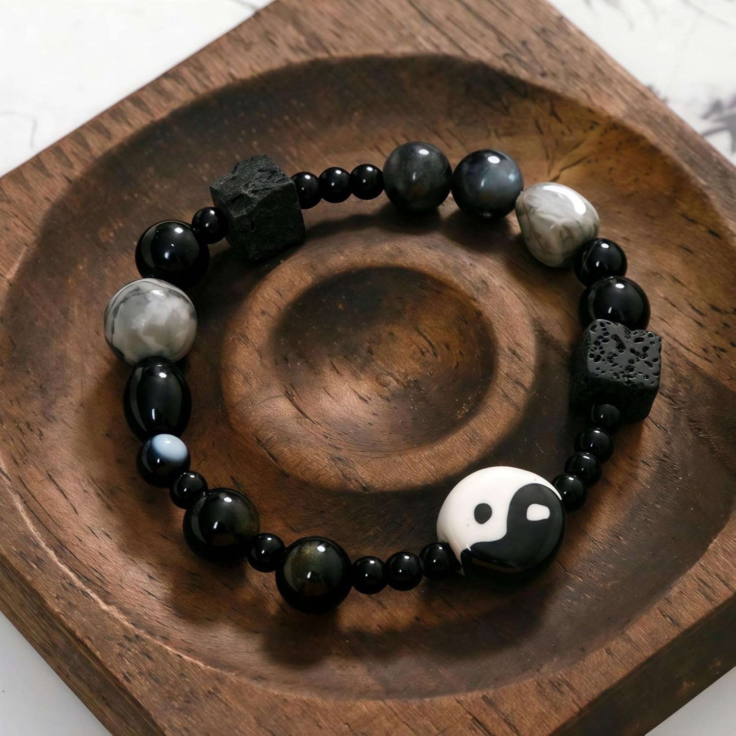 Yin Yang Feng Shui Bracelet for Women – Energy Balancing Healing Stone Link Bracelet – Meditation Spiritual Jewelry Gift for Her - Image 2