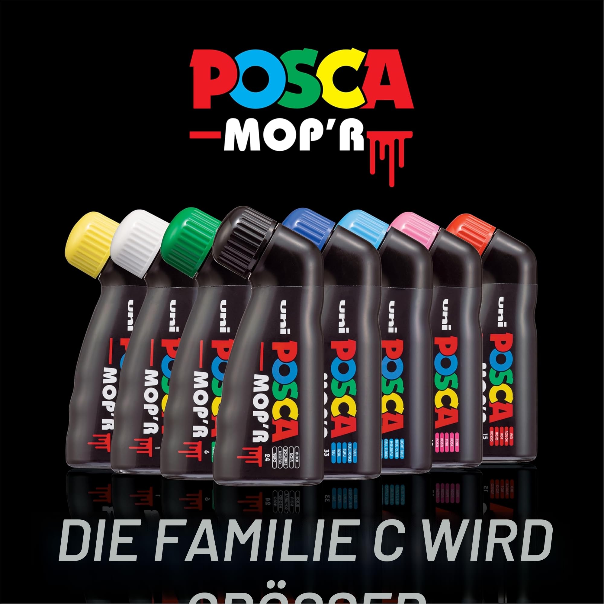 POSCA uni-ball 183208 - POSCA Marker MOP´R PCM-22, 8er Set, runde Stempelspitze 3 - 19 mm, ergonomische Form | Marker mit 3-19 mm Stempelspitze und ergonomischer Form für nahezu alle Oberflächen