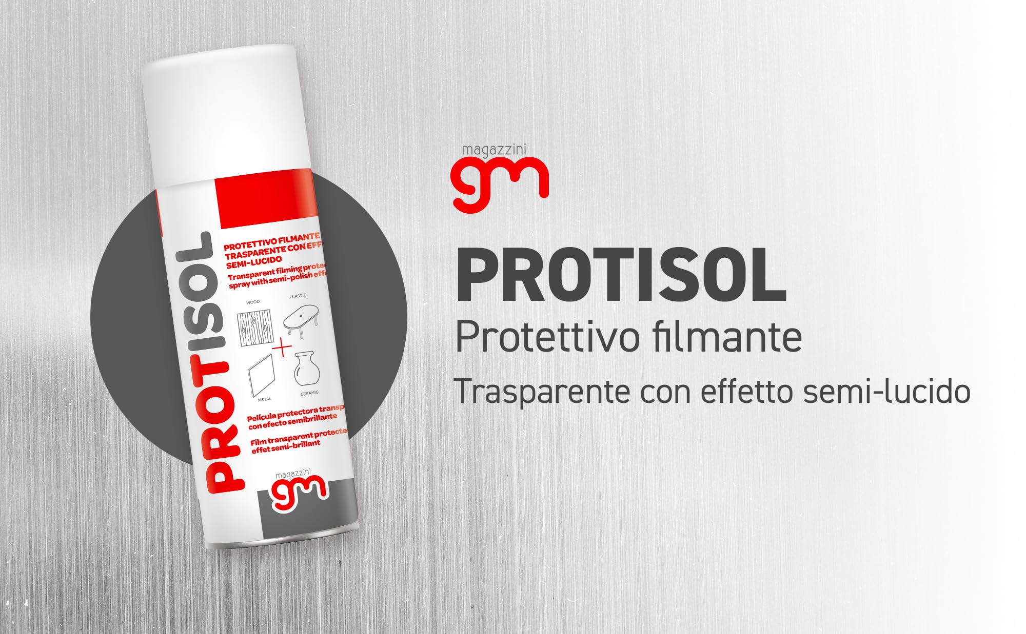 MagazziniGM PROTISOL, Spray Protector Aislante, Efecto Semibrillante, Resistente a Corrosión y Rayos UV, Ideal para Metales, Madera, Cerámica, Plásticos, 400ml