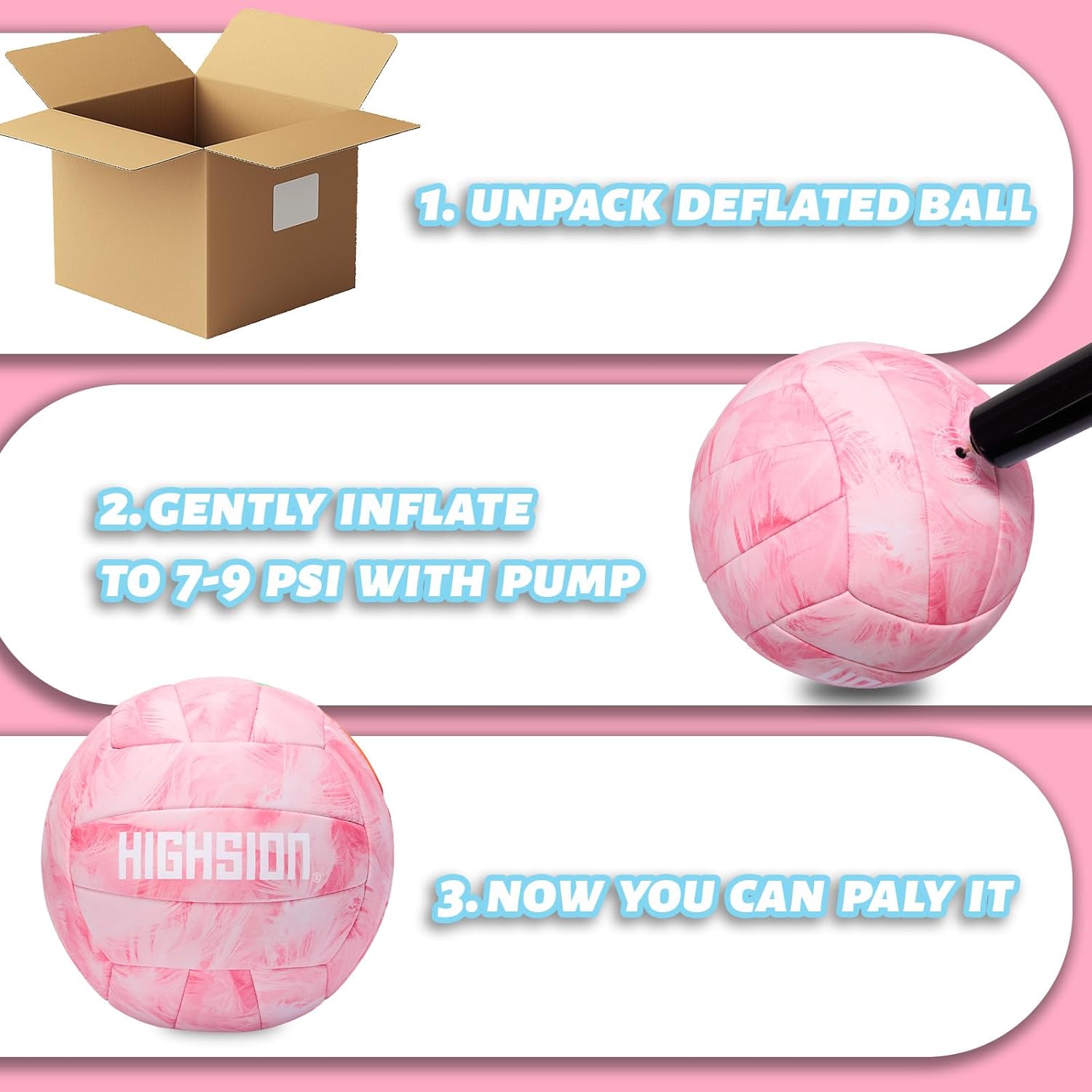 Soft Touch PU Leather Volleyball Official Size 5 Thickened Durable Indoor Outdoor Waterproof Volleyball for Teen Girls Kids Team Beginners Beach, Pool, Gym Training & Games(Deflated,With Pump)