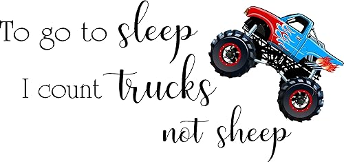 Adhesivo decorativo para pared con texto en inglés To go to Sleep I Count Trucks not Sheep diseño de corazones