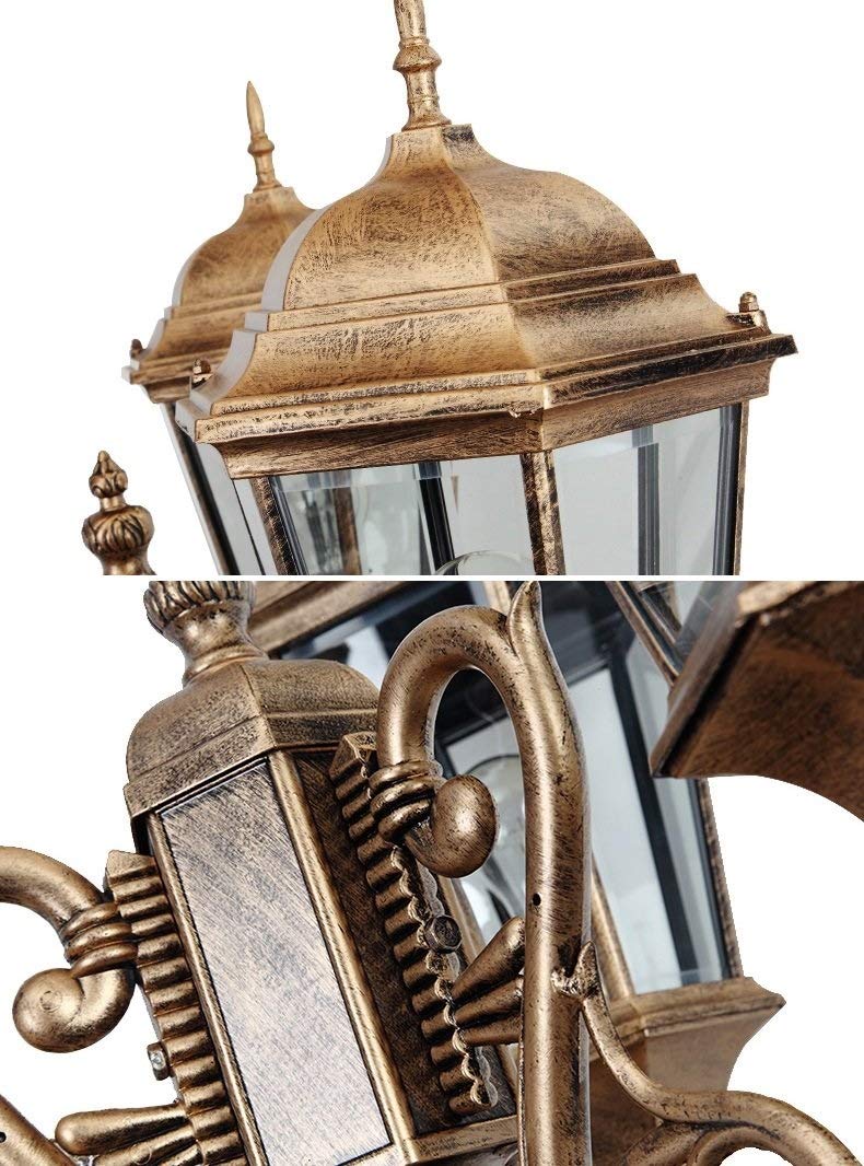 Lanterne en verre vintage européen pour parc, lampadaire de rue, lampe de chemin 3 lumières américaines vintage alimentées par poteau pour allée, allée en aluminium, métal, patio, jardin