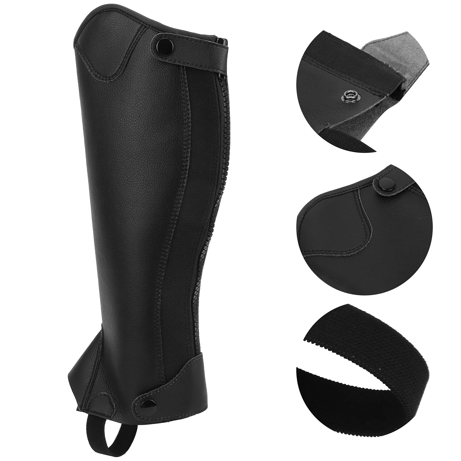 Reitsport-Halfchap für, Superfaser-Leder, Komfort und Stil, Design mit Durchgehendem Reißverschluss für Junge Reiter