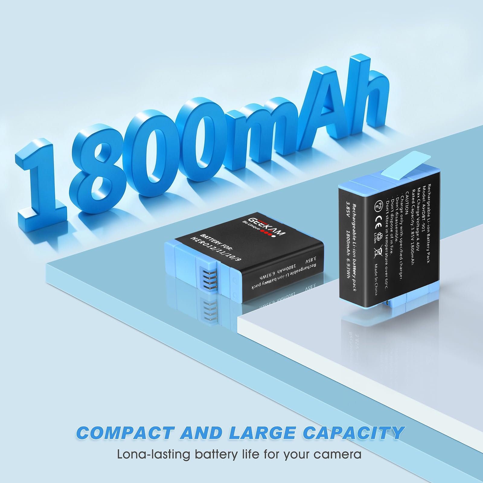 2 batterie ricaricabili compatibili con Hero 9 10 11 12