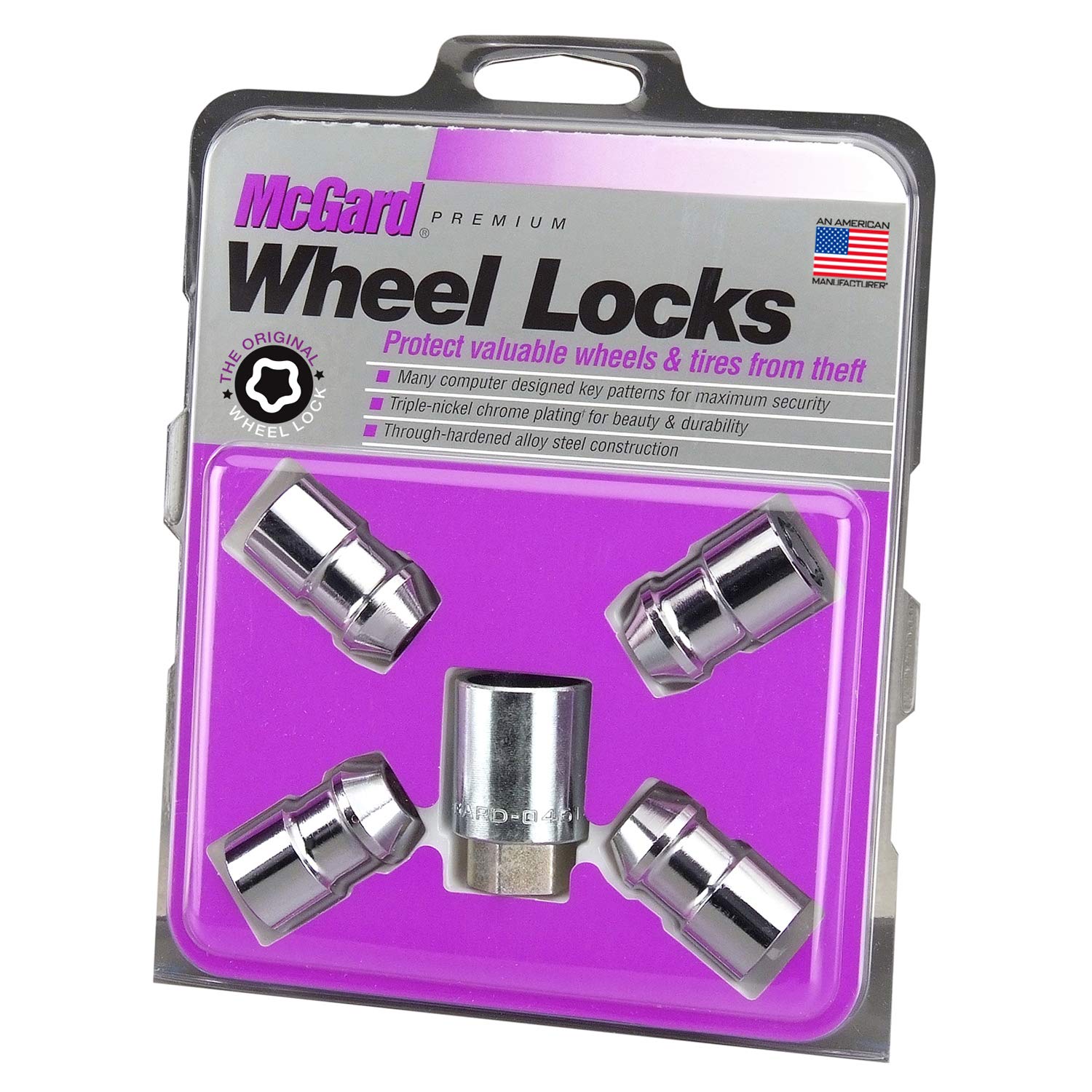 McGard 24132 Chrome Cone Seat Wheel Locks (7/16" - 20 Thread Size) - Set of 4