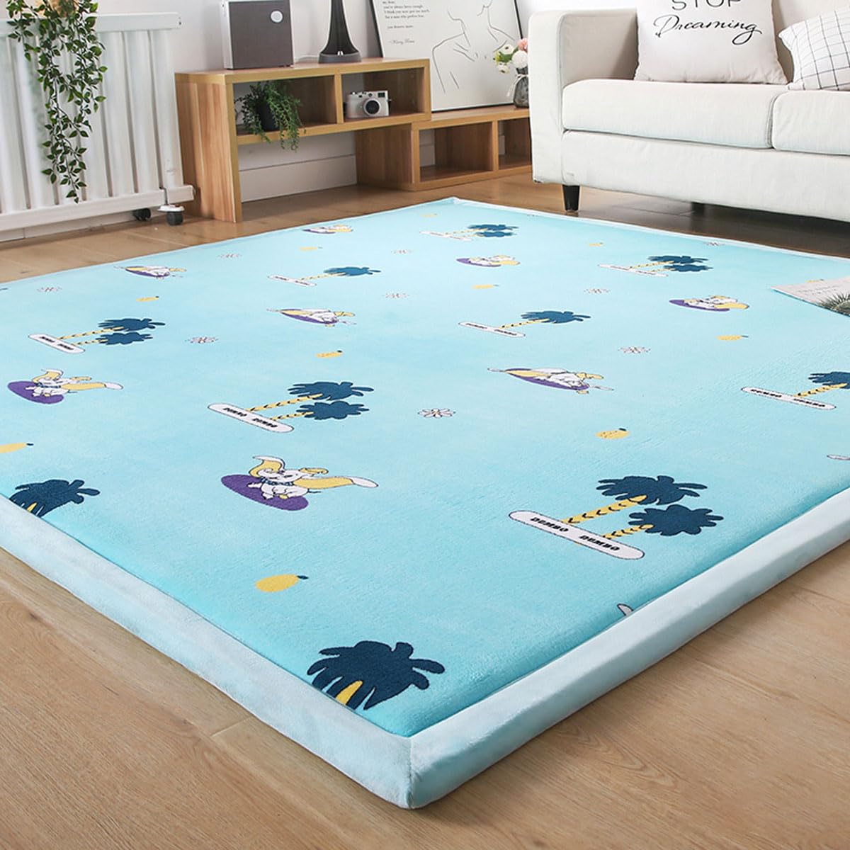 Dmkjdzsw Play Crawling mat for Nursery Baby, Extra Soft Activity Floor Mat for kids Playroom Bedroom-coconut tree-200 * 280cm — image 1