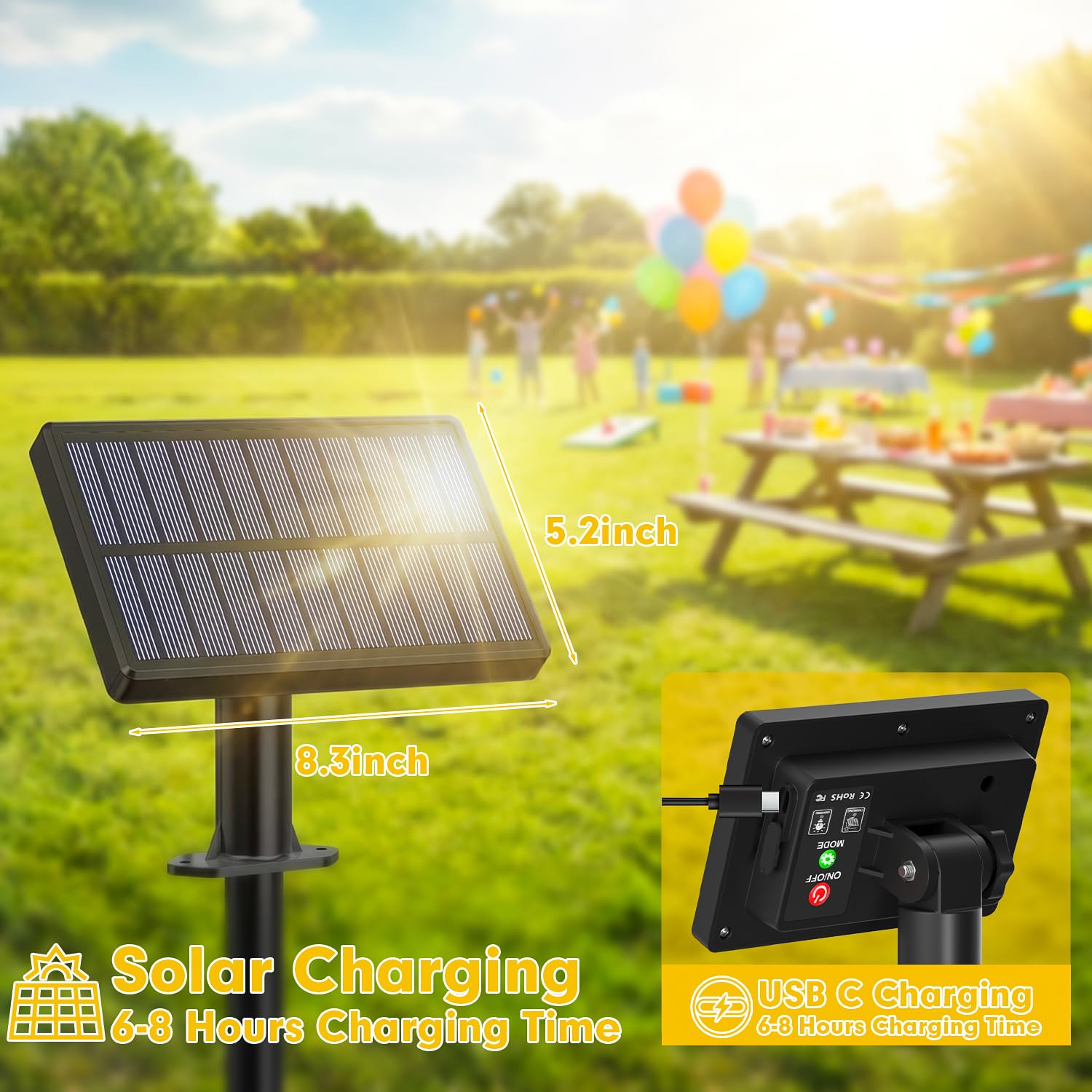 Warlisou Solar-Lichterkette für den Außenbereich, G40, 14 m lange Lichterkette für den Außenbereich, Fernbedienung, 14 m, Gartenlicht, solarbetrieben, wasserdicht, LED, Terrasse, Party, Pavillon