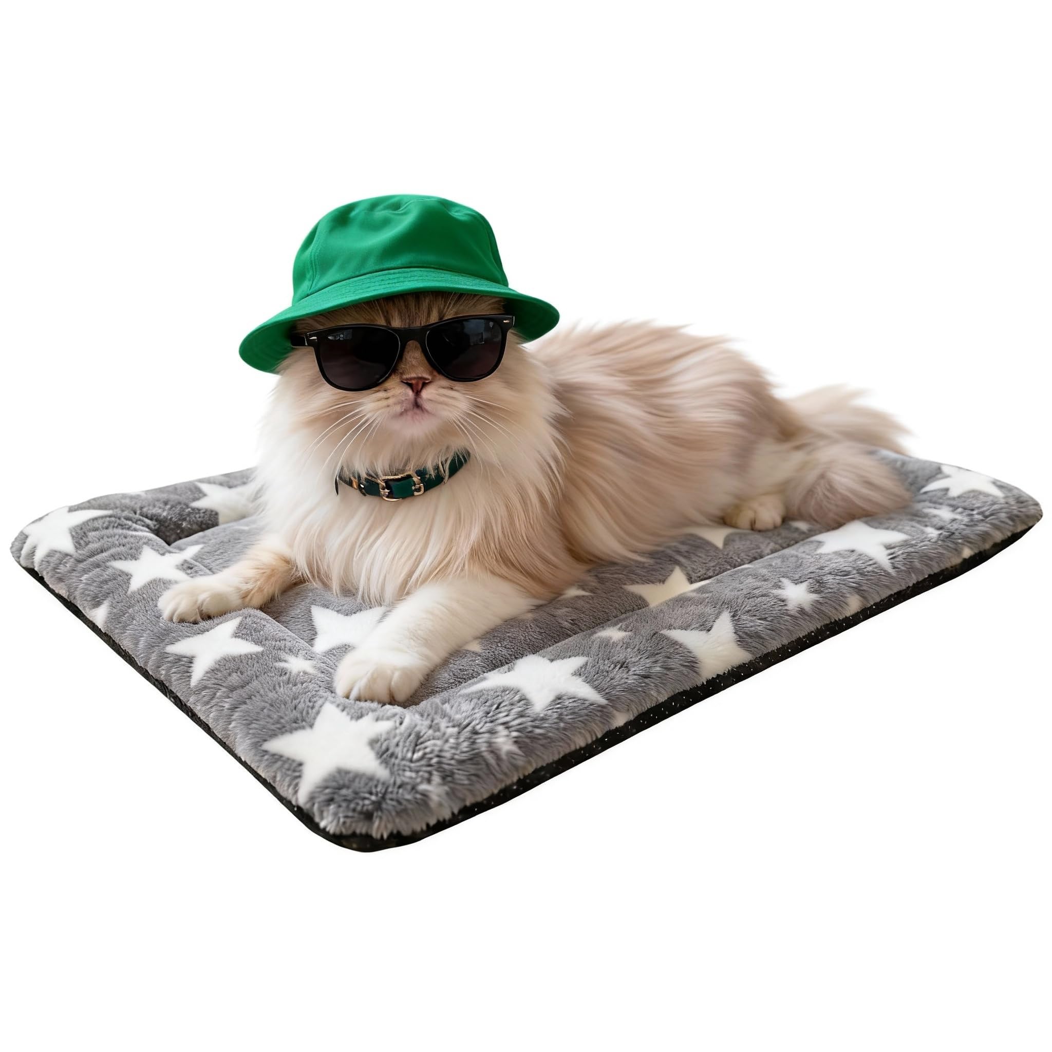 Washable Dog Bed Mat With Anti-Slip Bottom, Deluxe Plush Memory Foam Crate Pad & Waterproof Outdoor Kennel Mat For Dogs & Cats-Durable Crates Beds, Large Medium Small Puppy Size 18" x 14",Gray