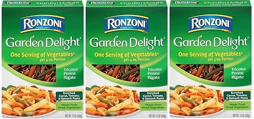 Garden Delight Penne Rigate Tricolor, 12 onzas, (paquete de 3)