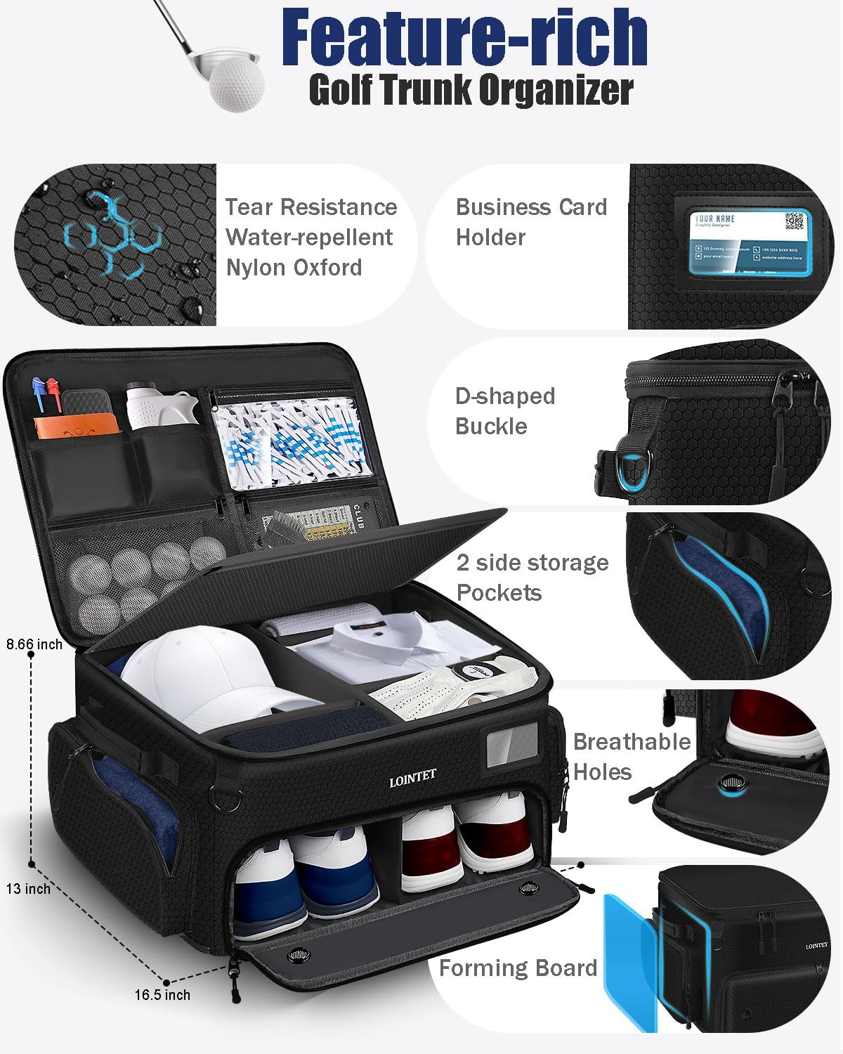LOINTET Bowling Ball Bag & Golf Trunk Organizer