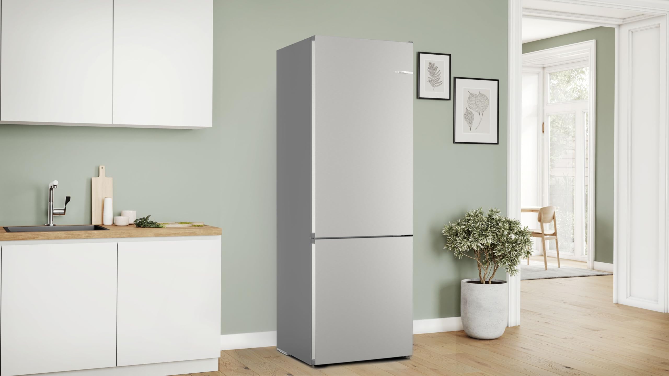 Bosch KGN492IAF Serie 4, Frigorifero combinato da libera installazione, Total No Frost, VitaFresh XXL: Spazio extra-large per i tuoi cibi freschi, PerfectFit, Luce LED, Acciaio, 203 x 70 cm