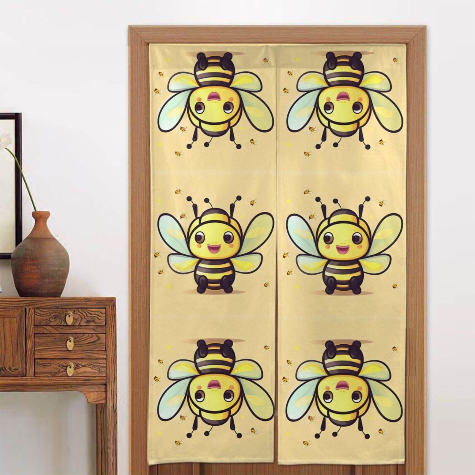 CNTDBU Yellow bee Door Curtain 34x56 Inch-Room Divider Panel for Privacy, Entryway Screen for Kitchen Bedroom