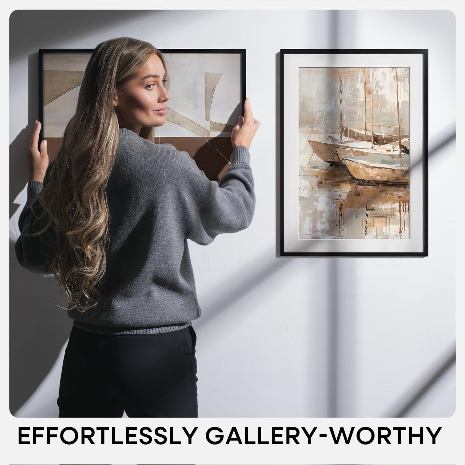 Homeforia Black 12x12 Picture Frames, High End Metal 12 x 12 Square Poster Frame with Mat 10 x 10 Photo, 12x12 Black Frame Matted to 10x10 Print, 12by12 Thin Frames, Tempered Glass, Wall Kit, Set of 1