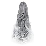Mitrygreen Claw Clip Ponytail Extension 18 Clip in Wavy Ponytail Hair Extensions Long Pony Tails for Women Extensions Black to White Wave Hairpiece