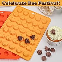 Vista 6 de Webake Molde de chocolate para dulces de abeja con 7 formas diferentes, molde de silicona de abeja de 35 cavidades para decoración de cupcakes