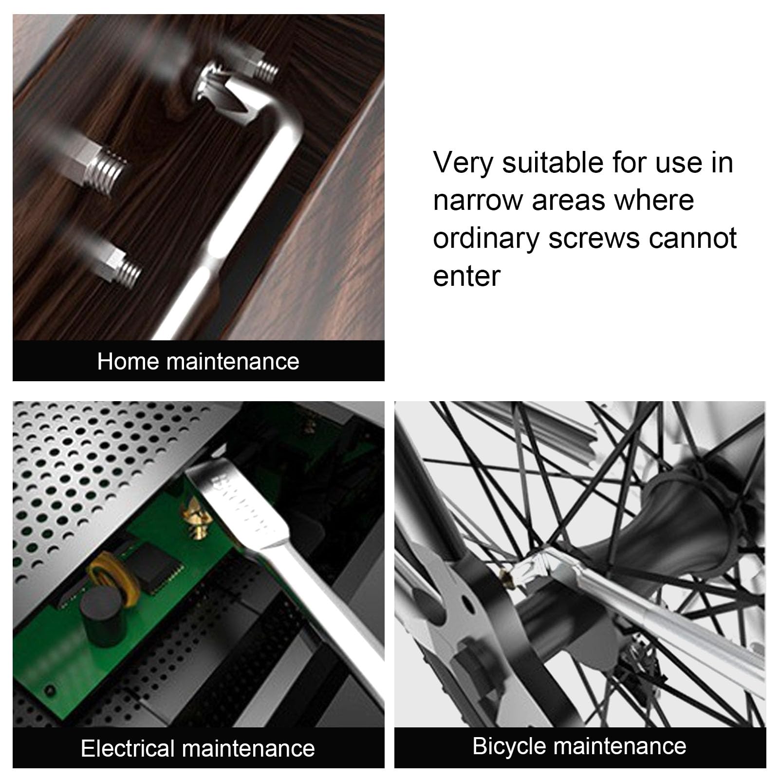 175 mm Allen Key Slotted Phillips Angle Screwdriver + 130 mm Cross Slotted Screwdriver 90 Degree Z Type Double Head Offset Magnetic Screwdriver for Tight Places - Image 3