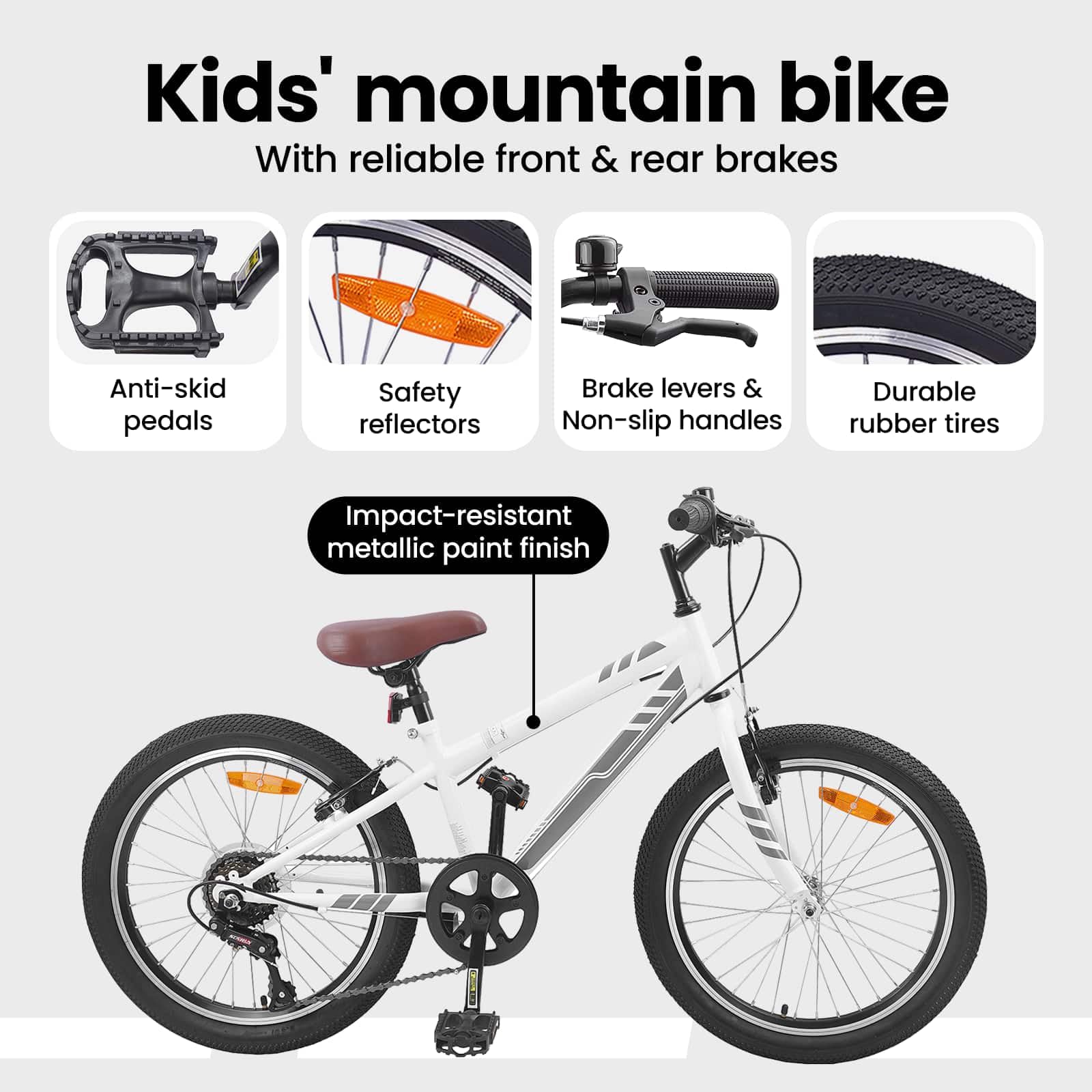vidaXL Vélo de Montagne 24 Pouces 6-Speed pour Les 8-12 Ans Blanc, Guidons réglables, vélo de Montagne, Classique, vélo de Loisir, Cyclisme Tout Terrain, Fitness