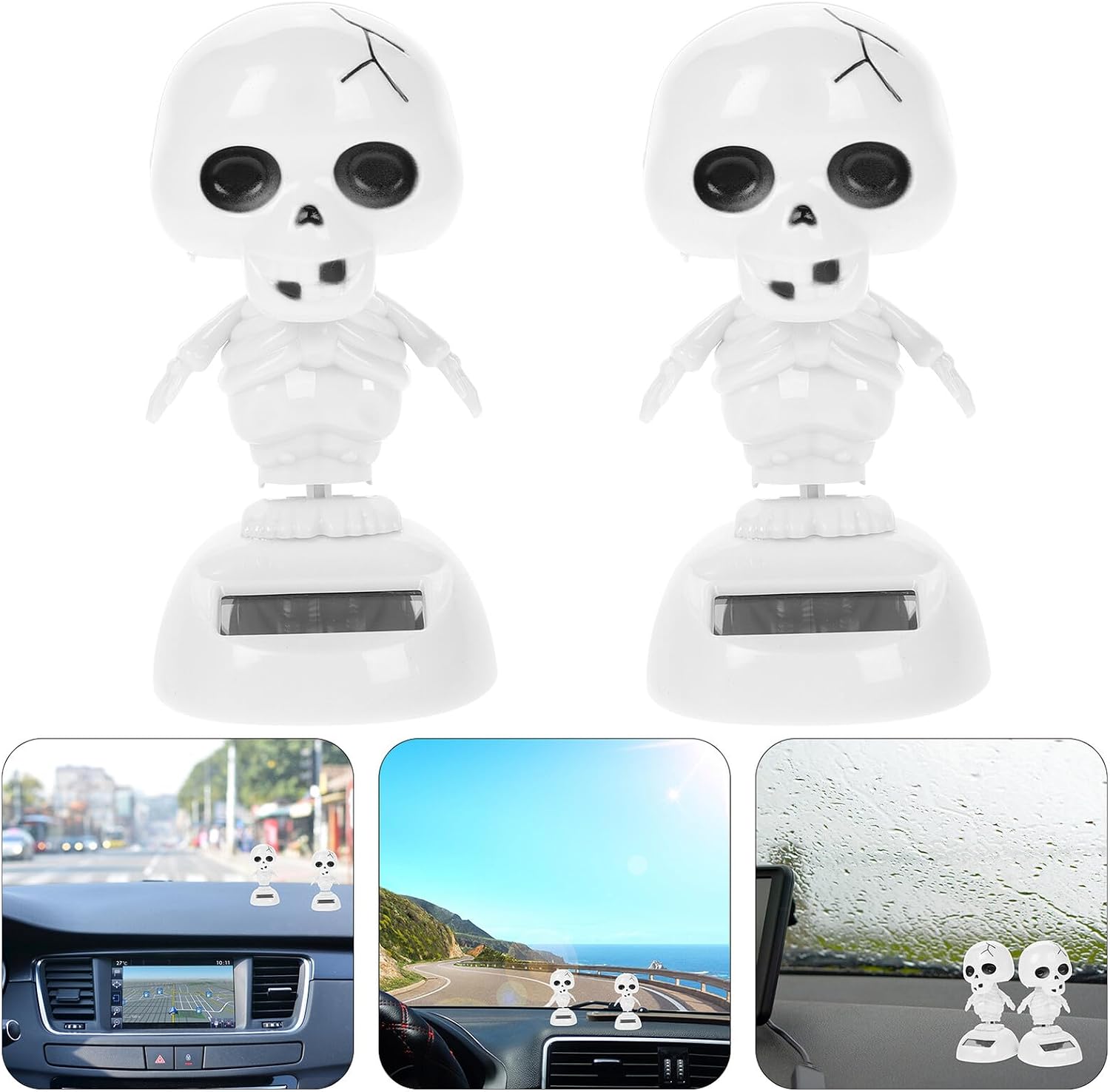 Halloween Solar Dancing Skeleton Figurines Car Dashboard Ghost Ornaments Halloween Skull Car Decor