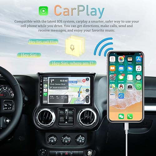 Miniatura 2 de Android 13 Radio de coche para Jeep Wrangler 2015 2016 2017 con Carplay y Android Auto 10.1 pulgadas pantalla táctil estéreo de coche con cámara de