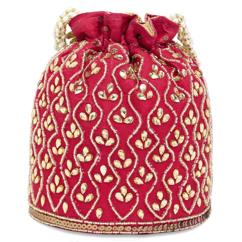 Image of Aheli Potli Bag Gift for Women Handmade Evening Wristlet Handbag Stylish Bridal Purse Fashion Bag