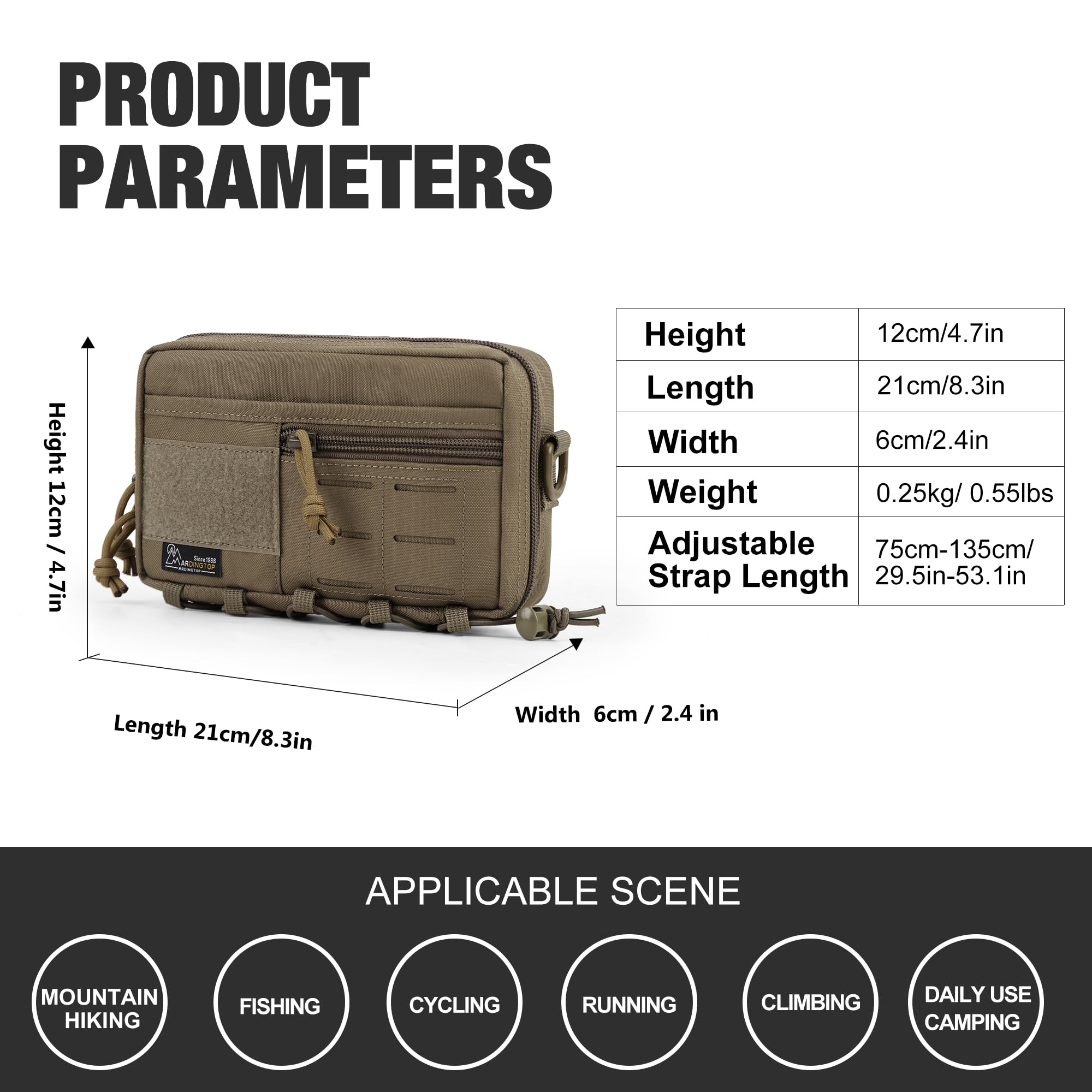 Mardingtop MOLLE Tasche, Universaler EDC Organizer Pouch Mit Abnehmbarem Insert Und Schultergurt Für Taktische Ausrüstung, Laufen, Radfahren, Camping Und Outdoor Aktivitäten