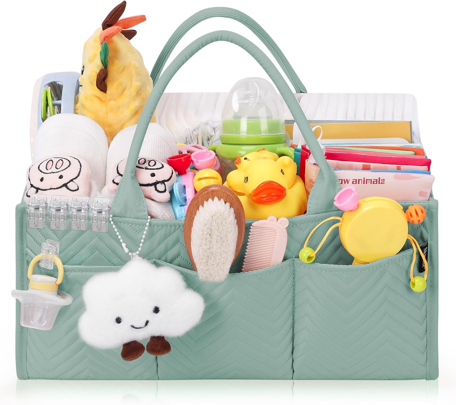 Skycase Large Diaper Caddy Organizer, Baby Organizers and Storage for Newborn Essentials Must Haves, Nursery Storage Basket for Baby Shower Gifts, Baby Registry Search for Boy or Girl - Green