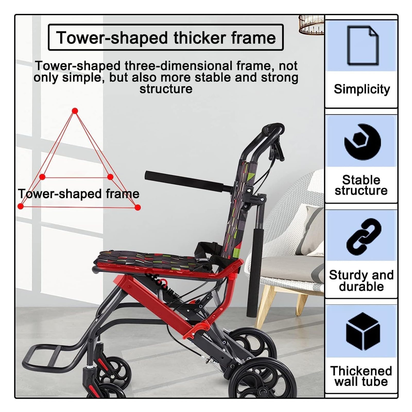 Silla De Ruedas De Tránsito,Silla De Ruedas Plegable Aluminio,Freno En Manetas,Reposapiés Plegables, Reposabrazos Abatibles,Ligera,hasta 100 Kg