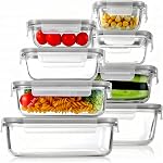 8 pack glass container food storage,meal prep containers with lids,BPA Free and FDA Approved,boite a lunch,Airtight Glass Bento Boxes with Leak Proof Locking Lids,for Freezer,Gray
