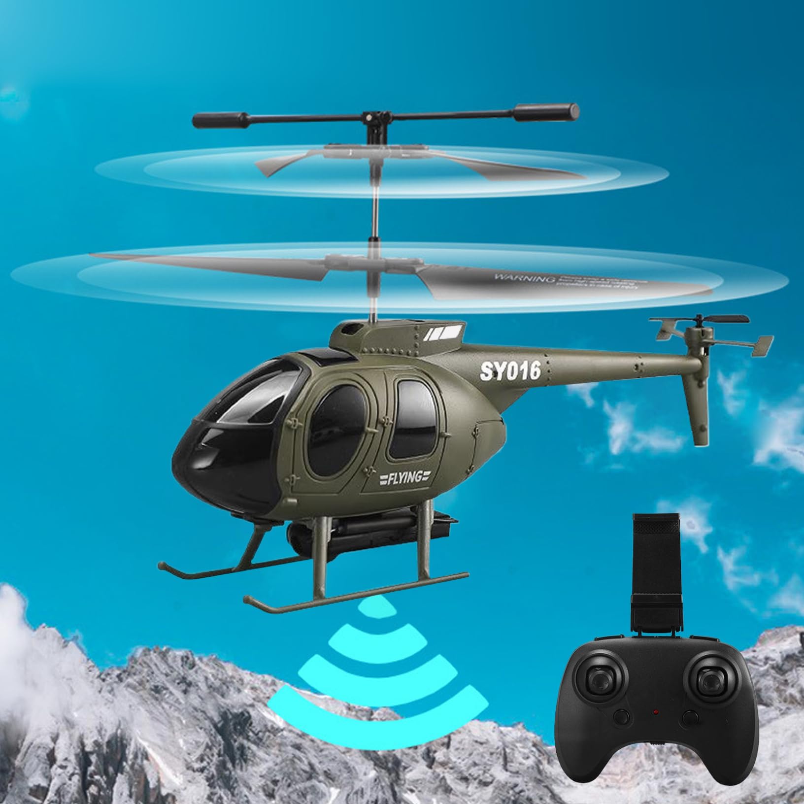 Elicottero RC, Elicottero telecomandato a 6 canali 2.4Ghz 350mAh con videocamera HD, 15 Minuti di Volo in Aereo RC ABS per Bambini Verde Militare