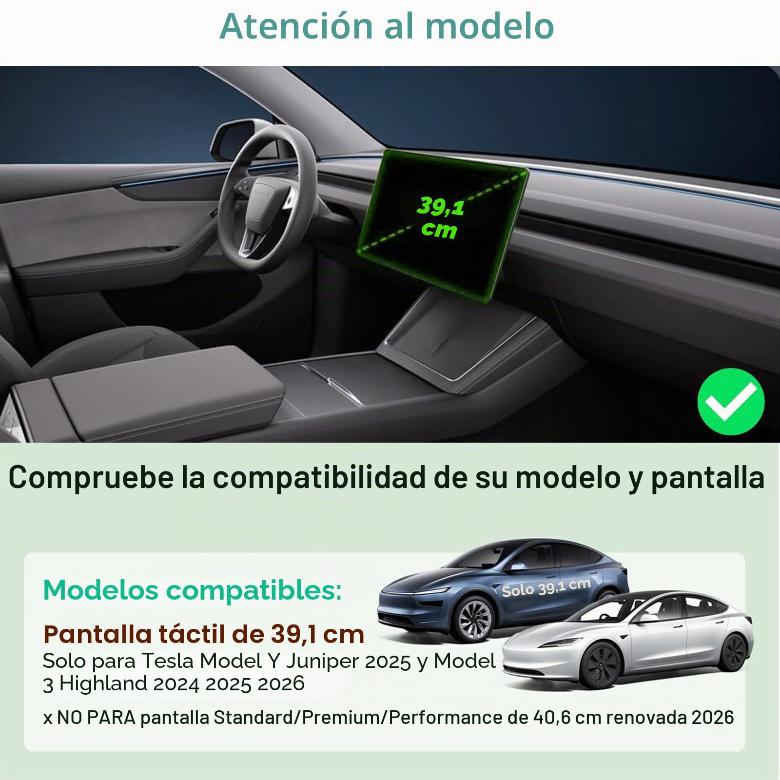 GAFAT Tesla Model Y Juniper 2025 2026/ Model 3 2024 2025 15,4" Protector de Pantalla de Navegación, Tesla Model Y 2025 Protector de Vidrio Templado, Model 3 Highland Touchscreen, 9H Antiarañazos