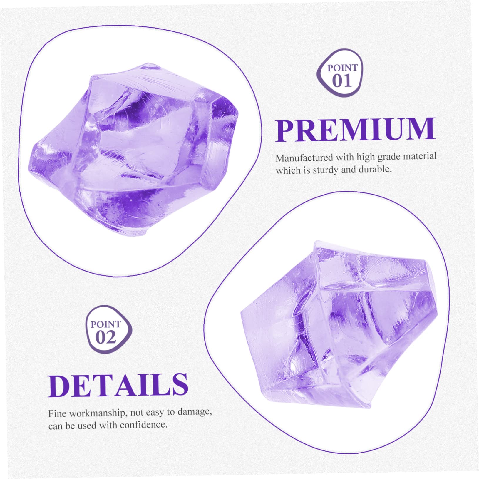 500 Pièces Faux Diamants De Glace En Acrylique - 5x7 Mm, Violet - Simulation Glaçons, Décoration Mariage, Fêtes, Aquariums, Vases - Transparent, Réutilisable - 6