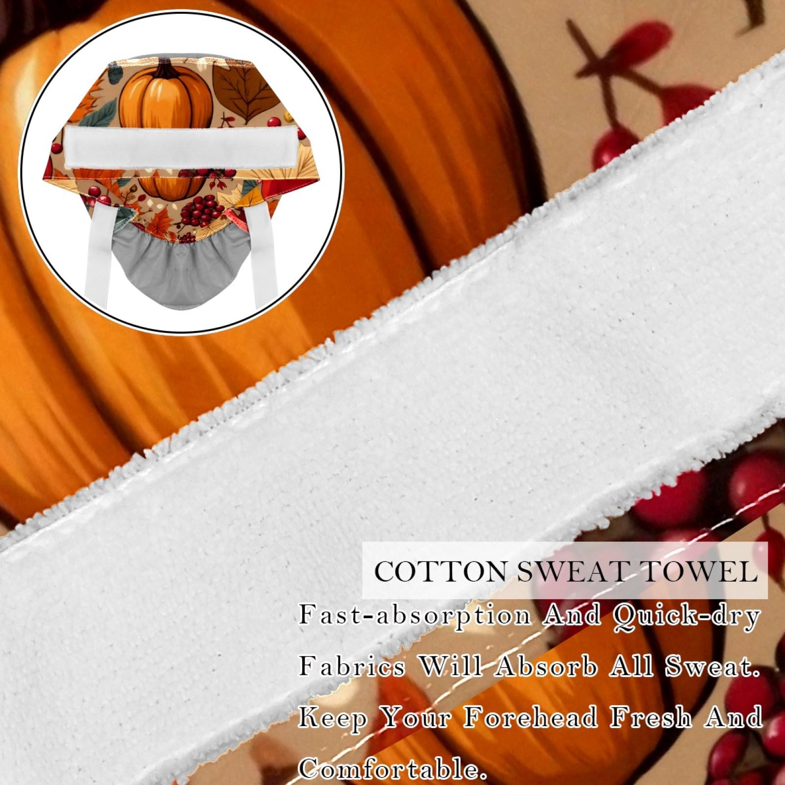 2Pcs Fall Thanksgiving Scrub Caps Button Sweatband Adjustable Working Cap Surgical Cap Nurse Hats Women Men Multicoloured