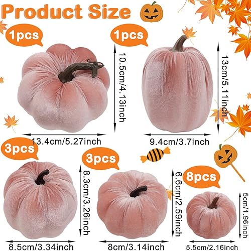 Miniatura 2 de 16 calabazas de espuma falsas rosas para decoración de tela de terciopelo a granel calabaza otoño mesa cuenco centro de mesa granja cosecha