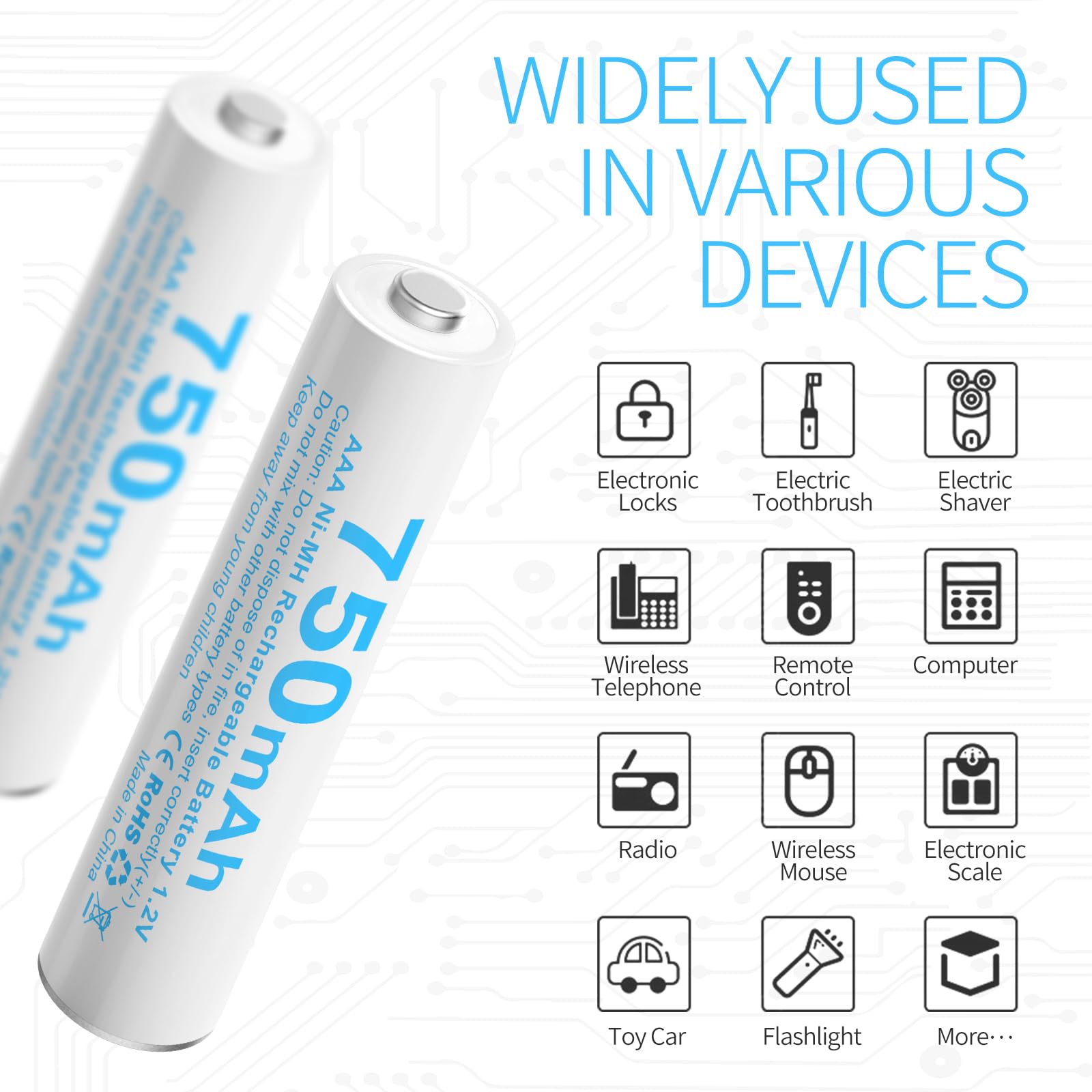 Wymienna bateria AAA HR03 kompatybilna z telefonami bezprzewodowymi Gigaset 750 Mah (4)