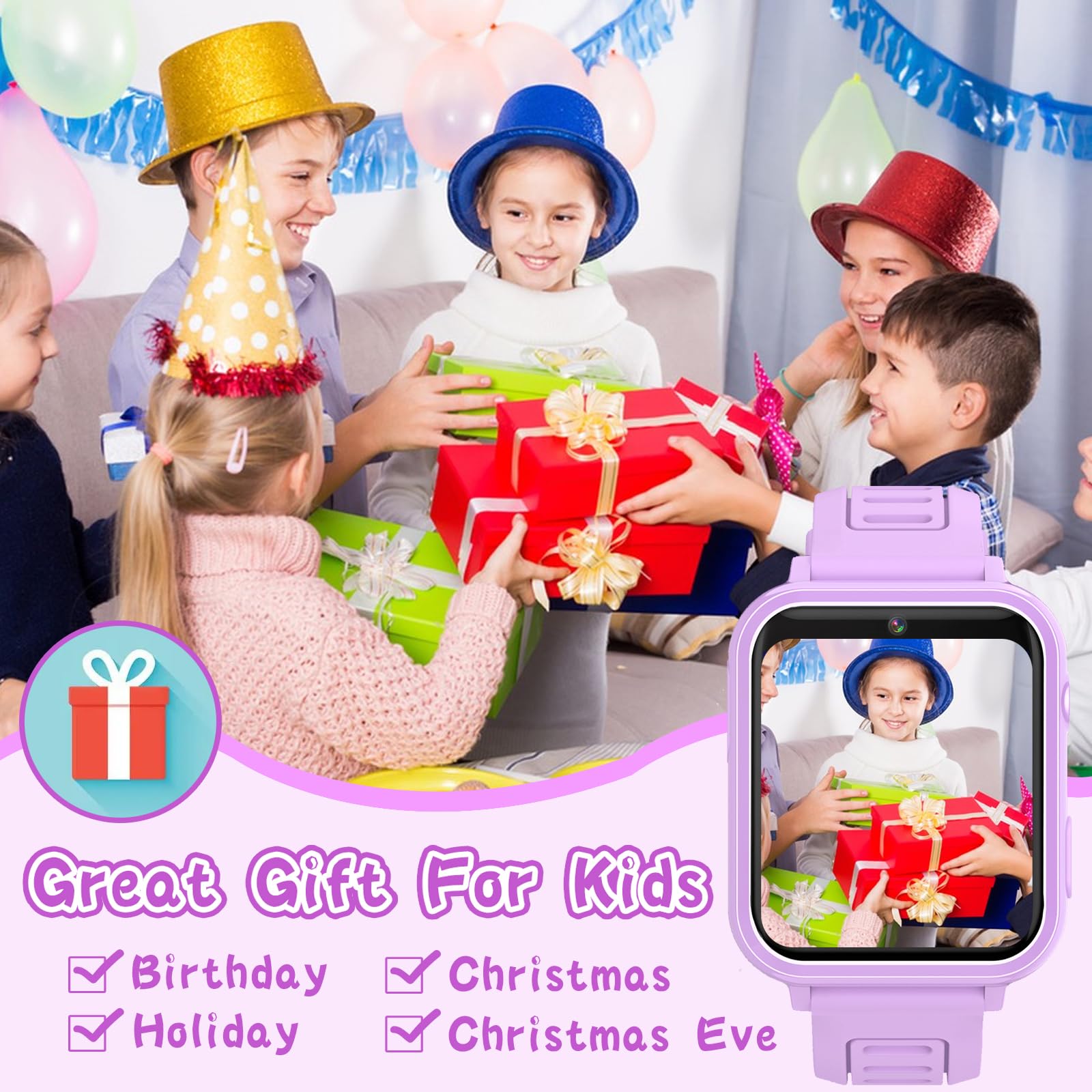 clleylise Reloj Inteligente Niño, Smartwatch Niños con 36 Juegos HD Cámara Alarma Reproductor de Música Podómetro Caloría Pantalla Táctil, Reloj Niño para Niños Niñas 4-12+