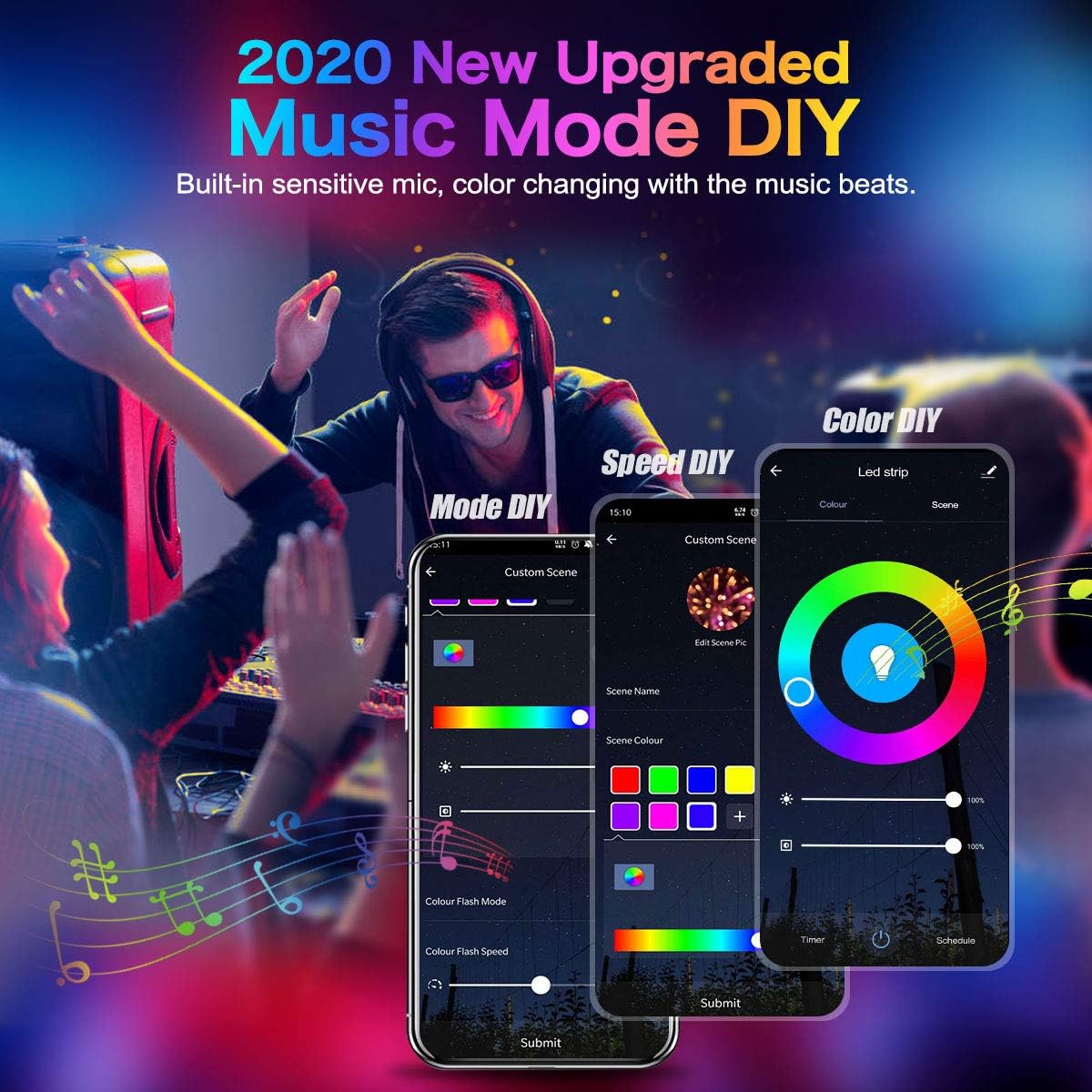 Best Review Tanbaby Led Strip Lights 32.8ft, RGB LED Strip, Smart LED Strip Lights for Bedroom, WiFi Color Changing LED Strip Lights with Remote 5050 RGB 300 LEDs Light Strips Kit for Home, Bedroom, Kitchen,DIY