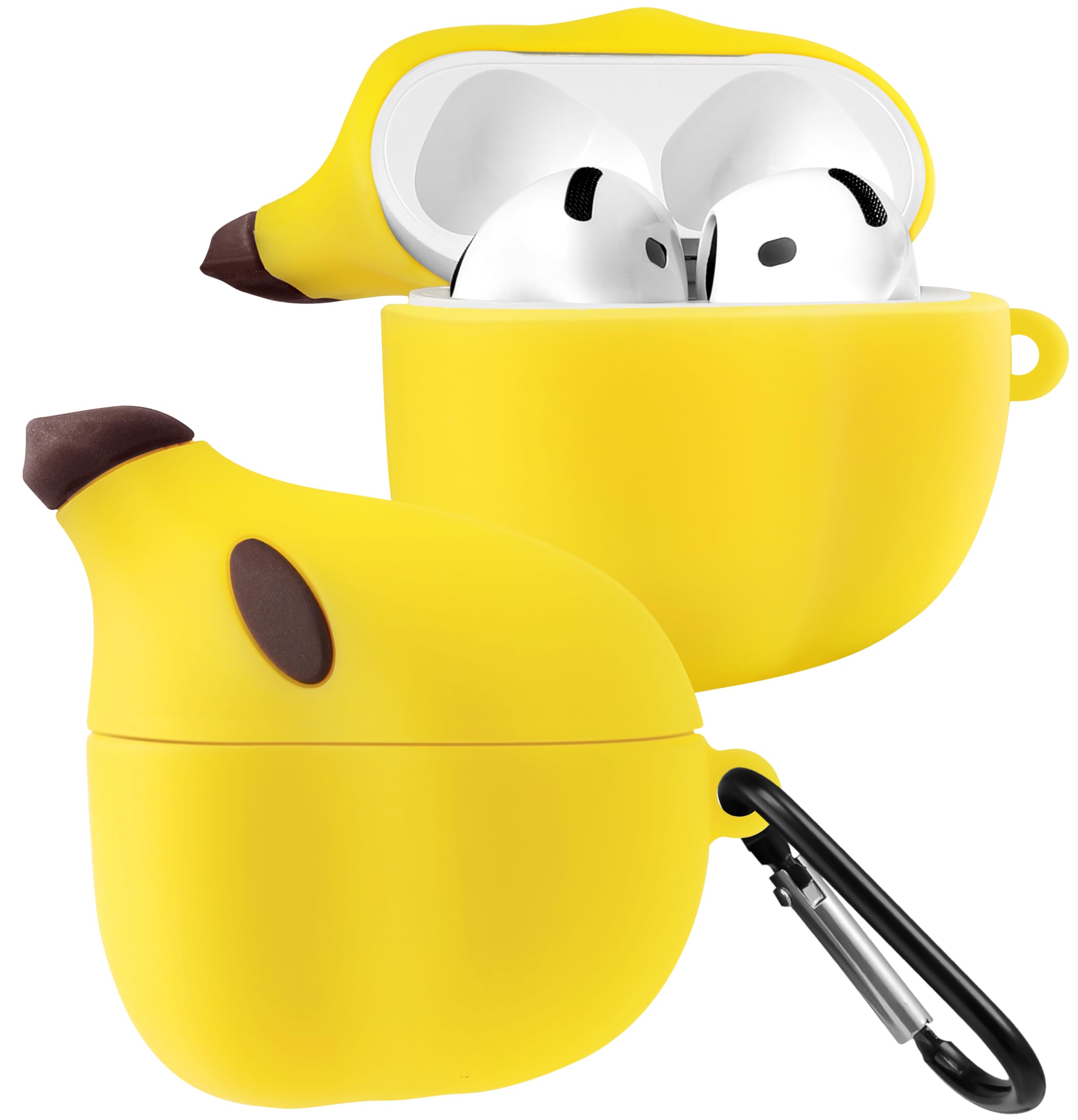 Boaretiu for Airpods 4th Case - Cute Kawaii Banana with Keychain for AirPods 4th Generation Case (2024) Funny 3D Soft Silicone Fun Cool for Girls