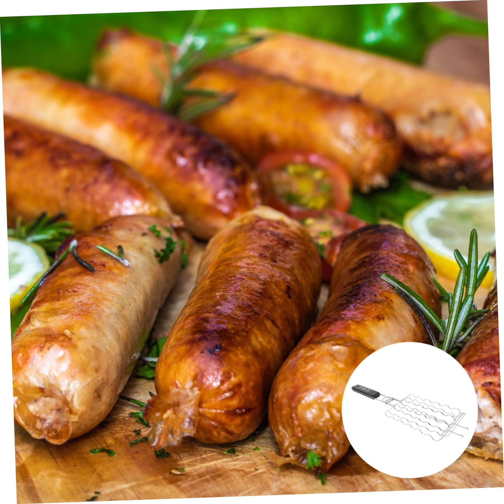 Holibanna 1Pc Stainless Steel Barbecue Grill Mesh Basket with Handle Durable Non Stick Heat Resistant Bbq Grill Net for Fish Meat and Vegetables for Outdoor Cooking