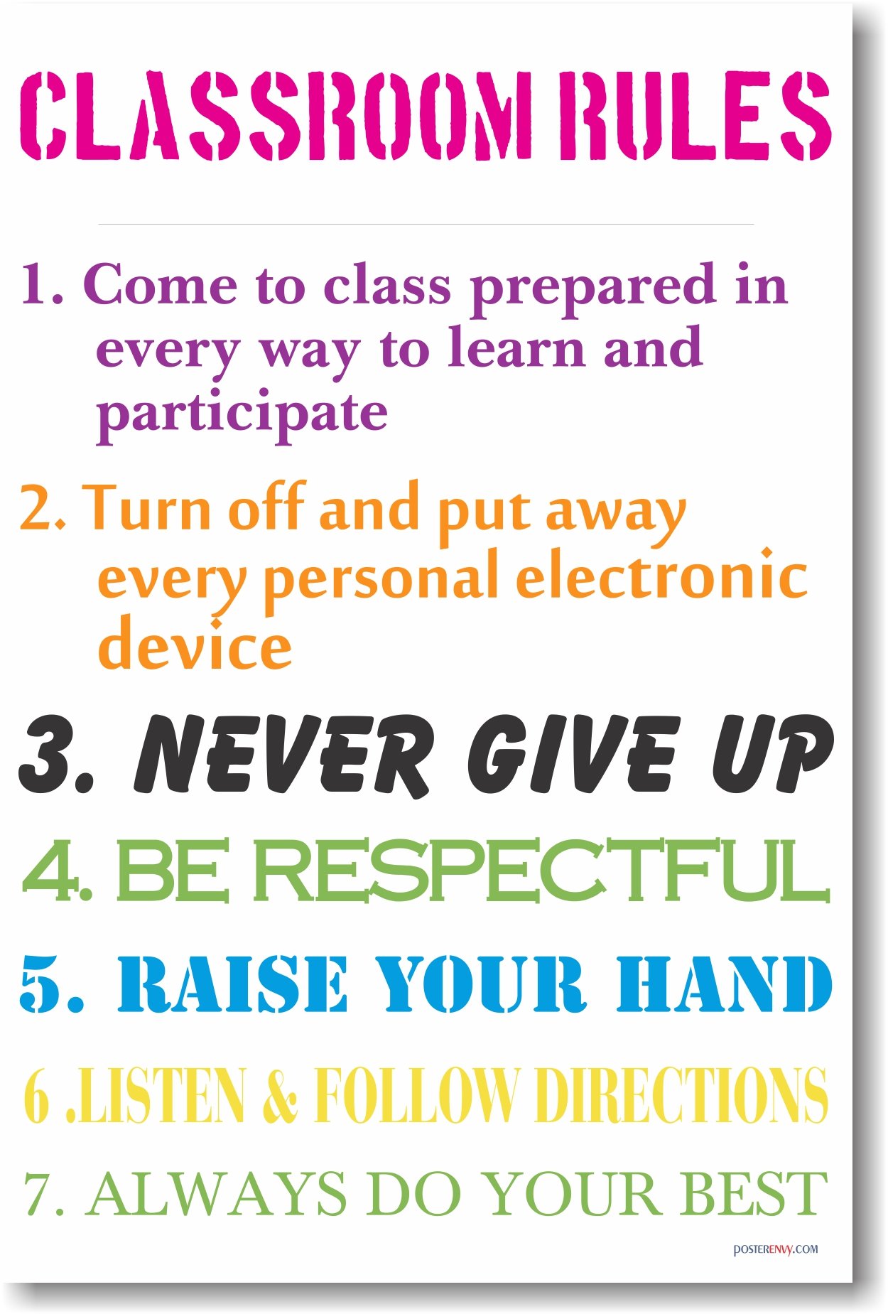 Classroom Rules #12 - NEW Classroom Motivational Poster
