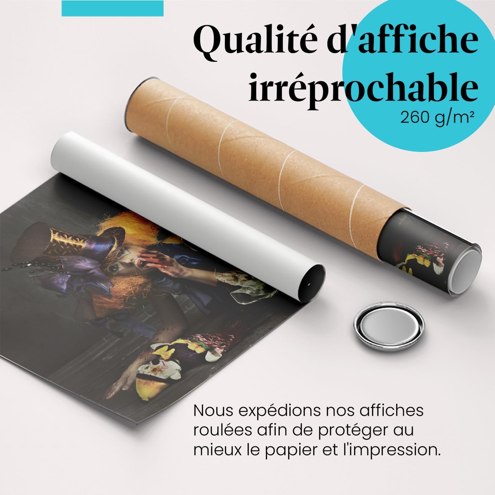 Postereck - 0049 - Horreur Clown, femme, film, violence, psycho. Art Mural Impression – Décoration Halloween, terreur, cinéma, Poster - toile - 100,0 cm x 75,0 cm