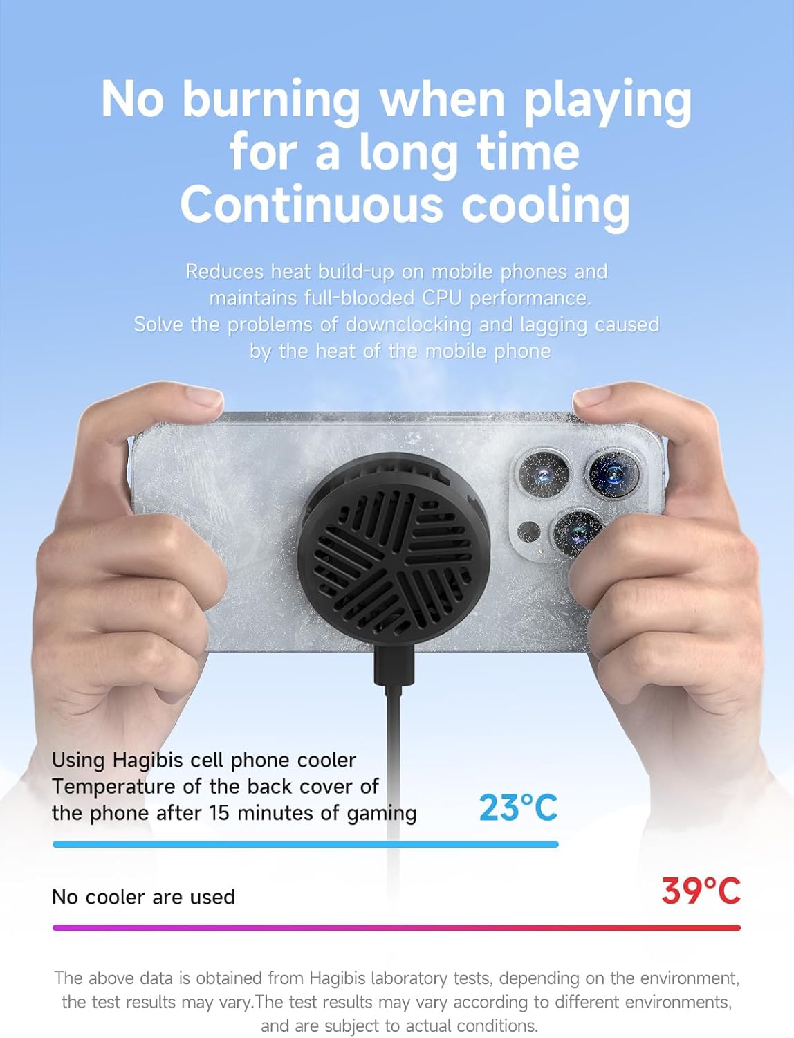 Hagibis Magnetic Cell Phone Cooler Ultrathin Cooling Fan Portable Lightweight Mobile Phone Radiator for iPhone 16 15 Pro Max, MagSafe Series, iPad Pro, Android, Tablet (Black)