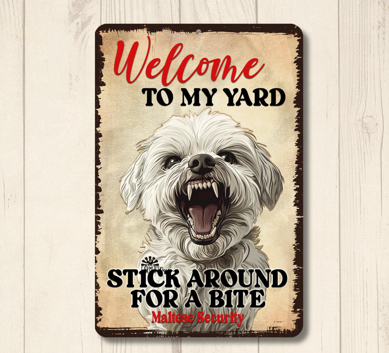 Maltese Welcome to My Yard House Sign funny dog metal security warning outdoor home decor