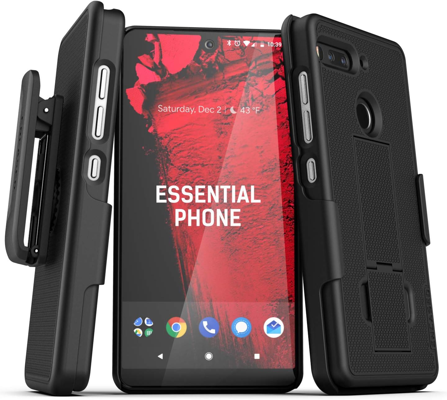 ENCASEDEssential Phone Ph-1 Belt Clip Case (2019 DuraClip) Slim Grip Cover w/Rotating Holder (Essential Phone PH1) Black
