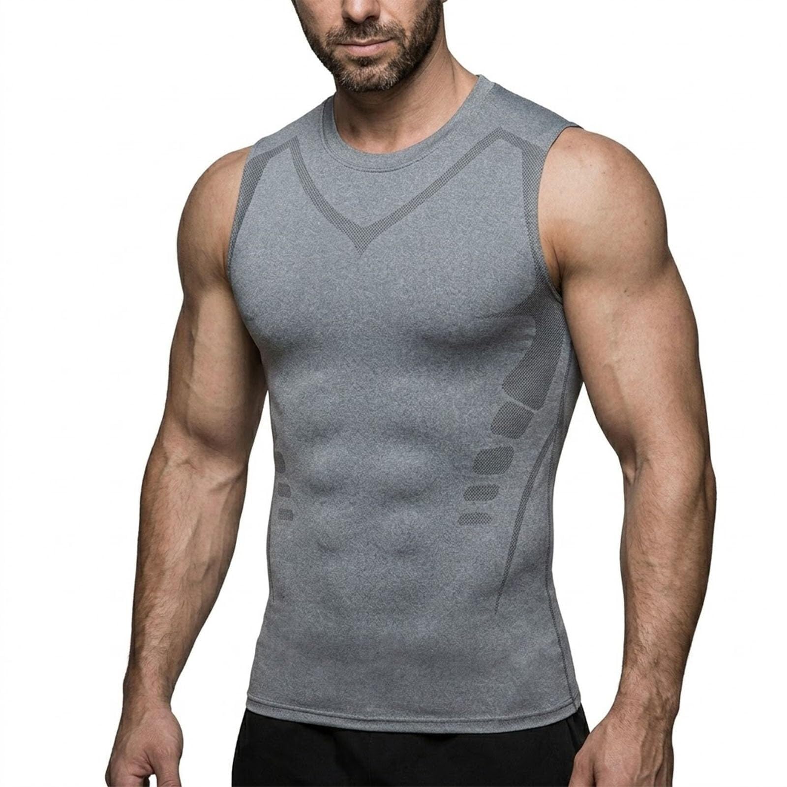 Męski tank top kompresyjny, bez rękawów, do uprawiania sportu, na siłownię