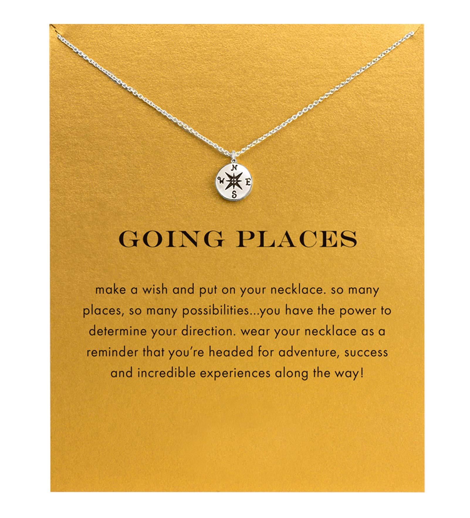 Baydurcan Friendship Anchor Compass Necklace Good Luck Elephant Pendant Chain Necklace with Message Card Gift Card