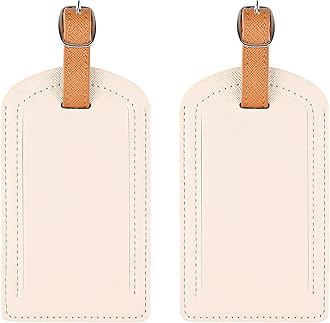 Premium Colored Luggage Tags for Luggage, Travel Bags and Suitcases by Adventure Goods - Pack of 2 (Ivory)